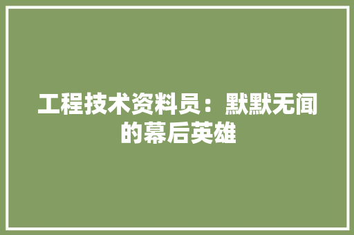 工程技术资料员：默默无闻的幕后英雄 现代风格装饰
