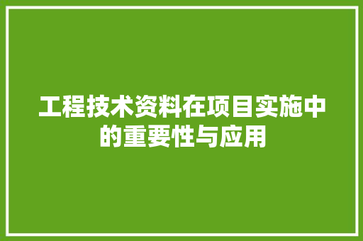 工程技术资料在项目实施中的重要性与应用 现代风格装饰