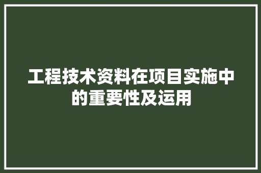 工程技术资料在项目实施中的重要性及运用 现代风格装饰