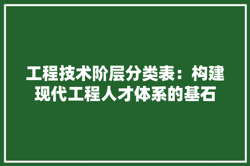 工程技术阶层分类表：构建现代工程人才体系的基石