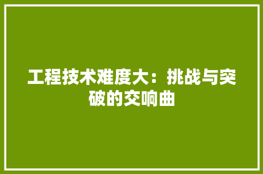 工程技术难度大：挑战与突破的交响曲