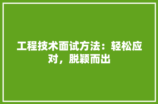 工程技术面试方法：轻松应对，脱颖而出 中式风格装饰
