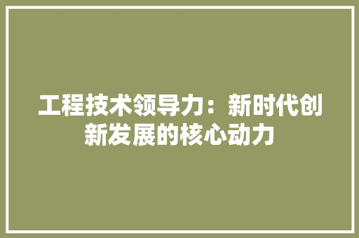 工程技术领导力：新时代创新发展的核心动力 中式风格装饰