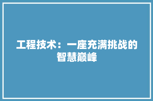 工程技术：一座充满挑战的智慧巅峰 中式风格装饰