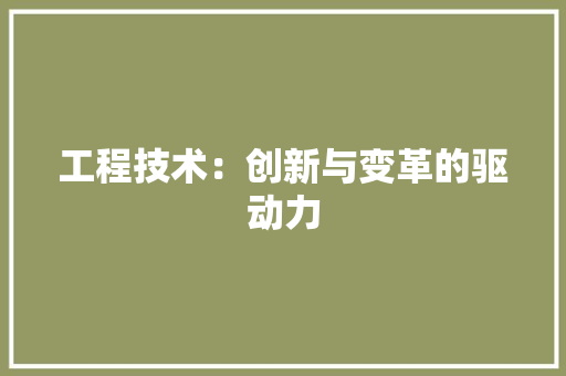 工程技术：创新与变革的驱动力 中式风格装饰