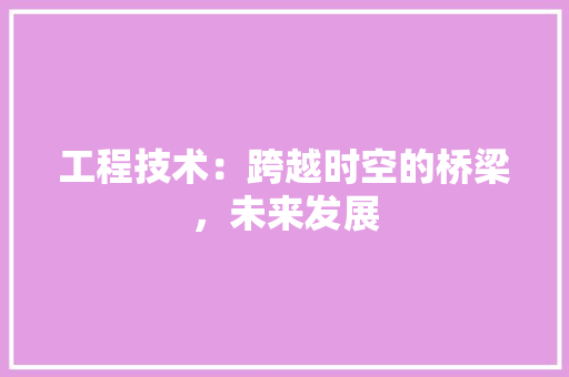 工程技术：跨越时空的桥梁，未来发展 中式风格装饰