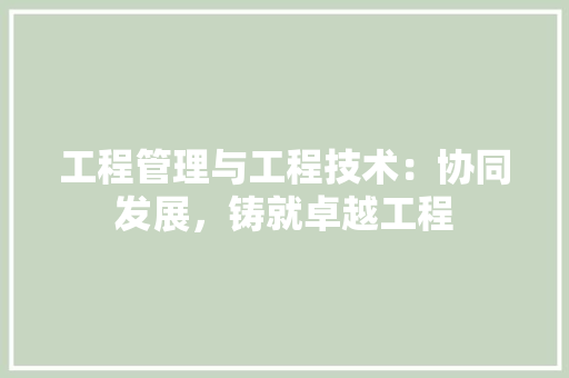工程管理与工程技术：协同发展，铸就卓越工程