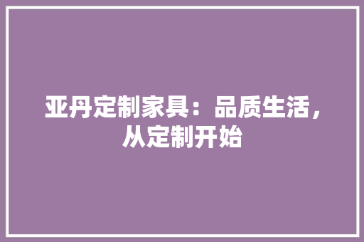 亚丹定制家具：品质生活，从定制开始 家居装修