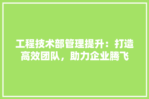 工程技术部管理提升：打造高效团队，助力企业腾飞 中式风格装饰