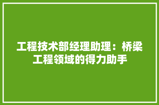 工程技术部经理助理：桥梁工程领域的得力助手 中式风格装饰