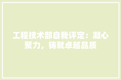 工程技术部自我评定：凝心聚力，铸就卓越品质 中式风格装饰