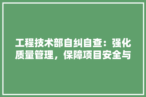 工程技术部自纠自查：强化质量管理，保障项目安全与效率 中式风格装饰