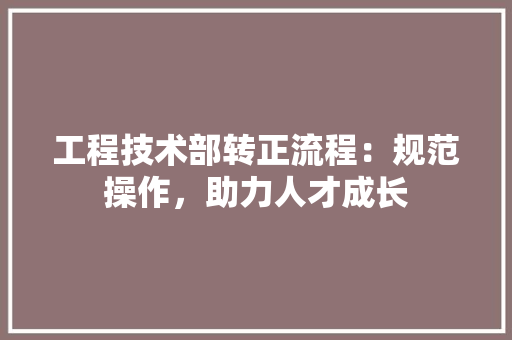 工程技术部转正流程：规范操作，助力人才成长 中式风格装饰
