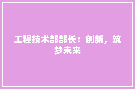 工程技术部部长：创新，筑梦未来