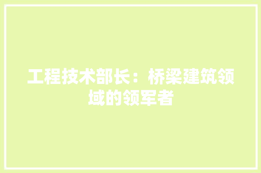 工程技术部长：桥梁建筑领域的领军者 中式风格装饰
