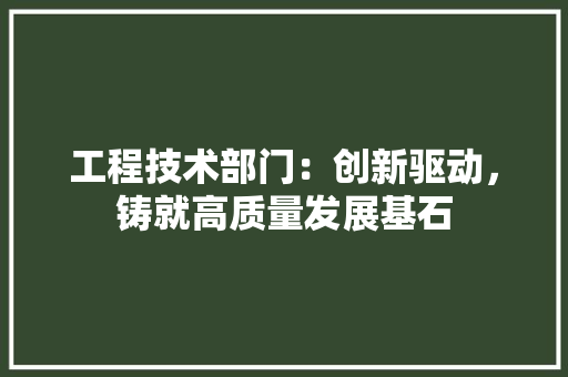工程技术部门：创新驱动，铸就高质量发展基石 中式风格装饰