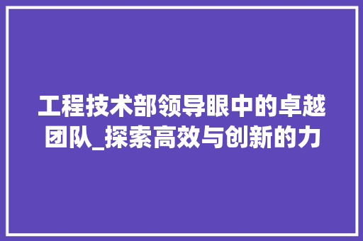 工程技术部领导眼中的卓越团队_探索高效与创新的力量