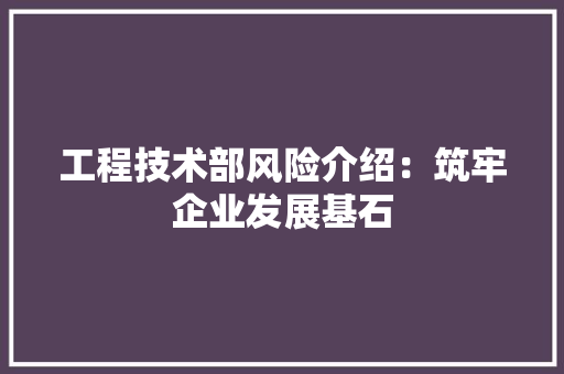 工程技术部风险介绍：筑牢企业发展基石 中式风格装饰