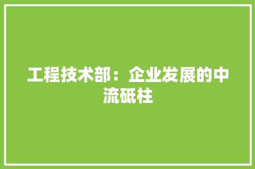 工程技术部：企业发展的中流砥柱