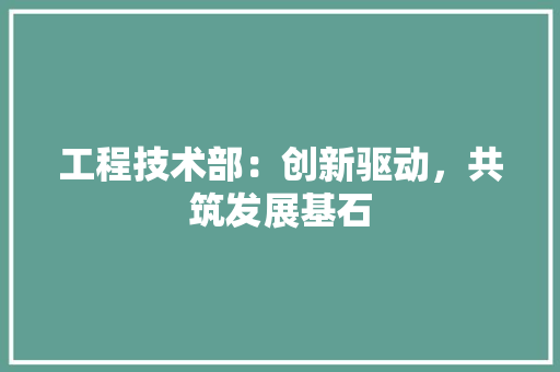 工程技术部：创新驱动，共筑发展基石