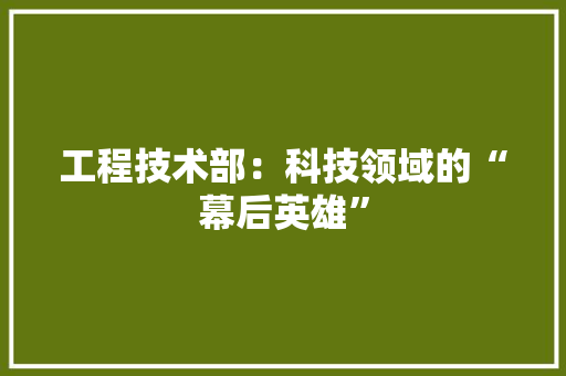 工程技术部：科技领域的“幕后英雄” 中式风格装饰