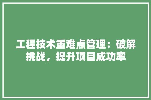 工程技术重难点管理：破解挑战，提升项目成功率