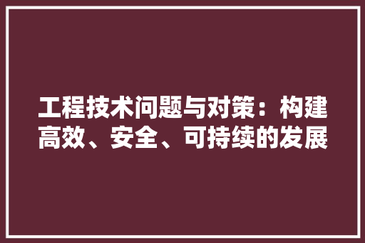 工程技术问题与对策：构建高效、安全、可持续的发展之路