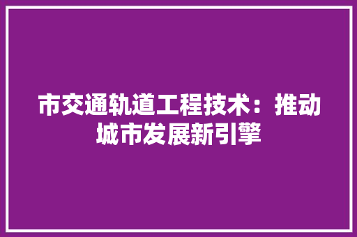 市交通轨道工程技术：推动城市发展新引擎 中式风格装饰