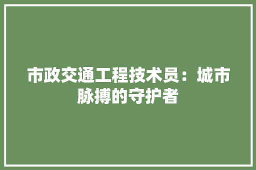 市政交通工程技术员：城市脉搏的守护者 中式风格装饰