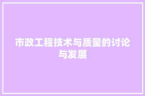 市政工程技术与质量的讨论与发展 中式风格装饰