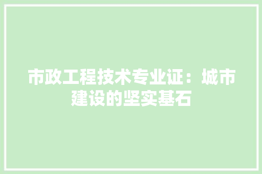 市政工程技术专业证：城市建设的坚实基石 中式风格装饰