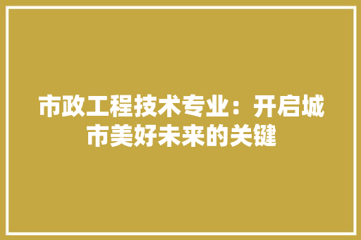 市政工程技术专业：开启城市美好未来的关键 中式风格装饰