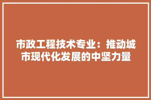 市政工程技术专业：推动城市现代化发展的中坚力量
