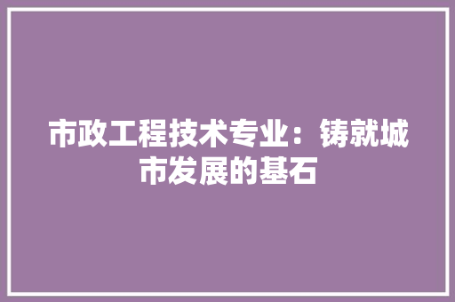 市政工程技术专业：铸就城市发展的基石 中式风格装饰