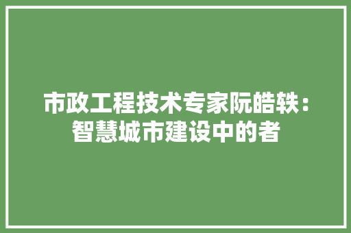 市政工程技术专家阮皓轶：智慧城市建设中的者 中式风格装饰