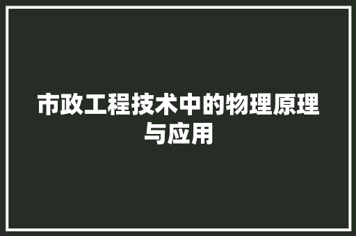 市政工程技术中的物理原理与应用 中式风格装饰