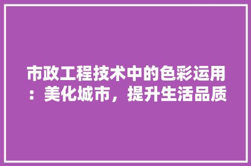市政工程技术中的色彩运用：美化城市，提升生活品质 中式风格装饰