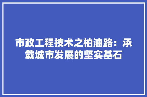 市政工程技术之柏油路：承载城市发展的坚实基石 中式风格装饰