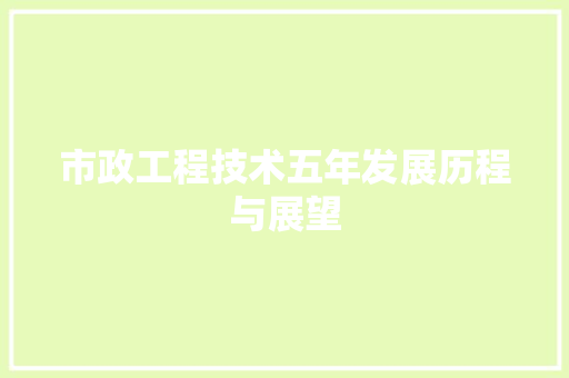 市政工程技术五年发展历程与展望 中式风格装饰