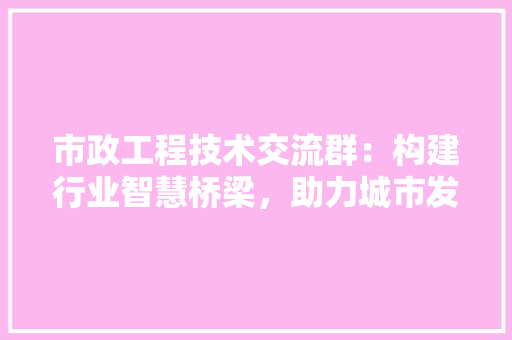 市政工程技术交流群：构建行业智慧桥梁，助力城市发展