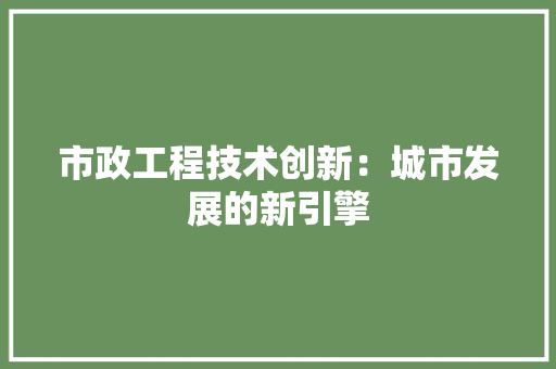 市政工程技术创新：城市发展的新引擎 中式风格装饰