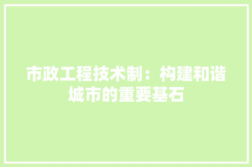 市政工程技术制：构建和谐城市的重要基石 中式风格装饰