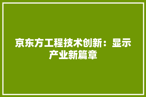 京东方工程技术创新：显示产业新篇章 家居装修