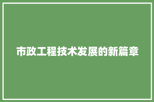 市政工程技术发展的新篇章 中式风格装饰