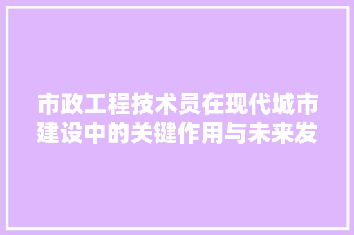 市政工程技术员在现代城市建设中的关键作用与未来发展 中式风格装饰