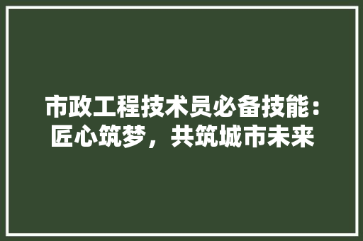 市政工程技术员必备技能：匠心筑梦，共筑城市未来