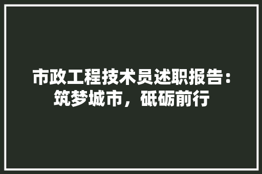 市政工程技术员述职报告：筑梦城市，砥砺前行 中式风格装饰