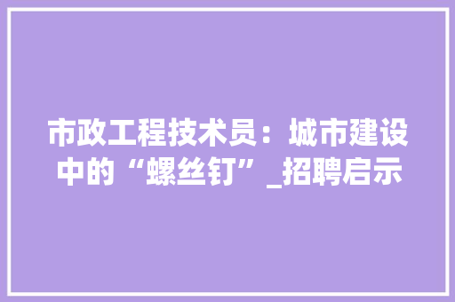 市政工程技术员：城市建设中的“螺丝钉”_招聘启示与职业发展分析 中式风格装饰