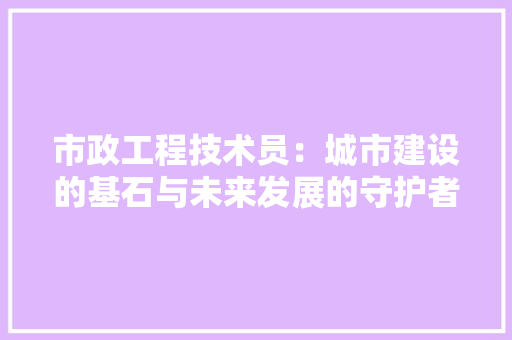 市政工程技术员：城市建设的基石与未来发展的守护者