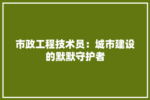 市政工程技术员：城市建设的默默守护者 中式风格装饰